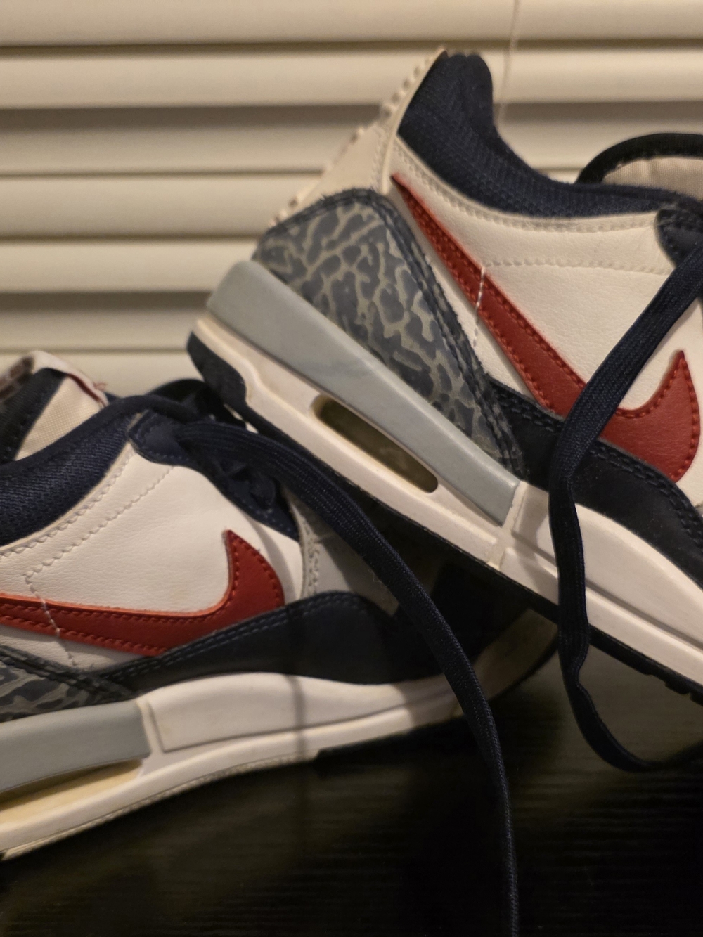 Kids White & Navy Air Jordan Nike Sneakers
